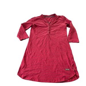 Pinto II Red Striped Long Sleeve Dress Henley Neckline Size Small